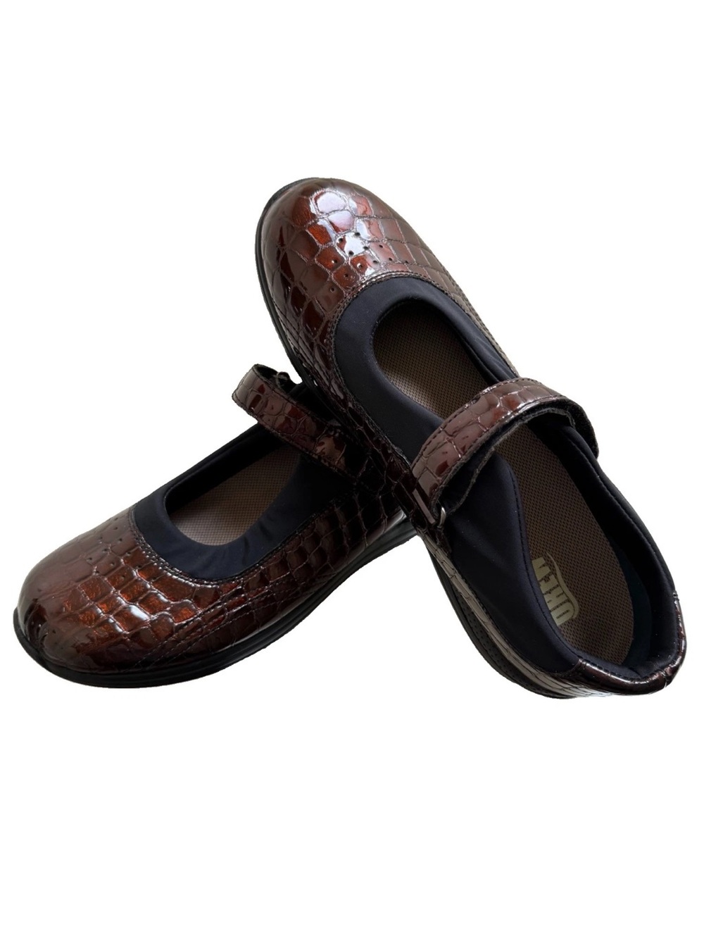 Drew Rose Mary Jane Orthopedic Comfort Shoe Womens 12M Brown Croc Patent Leather